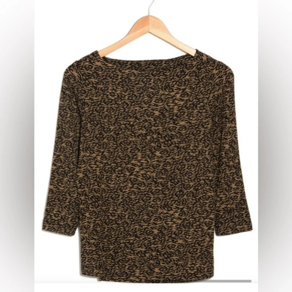 NWT TAHARI Lightweight Boat Neck Three-Quarter Sleeve Blouse Animal Print (XS) - Picture 3 of 7